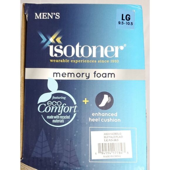 Isotoner Men's Buffalo Plaid Slippers New 11-12 Holiday New With Box - Picture 8 of 8